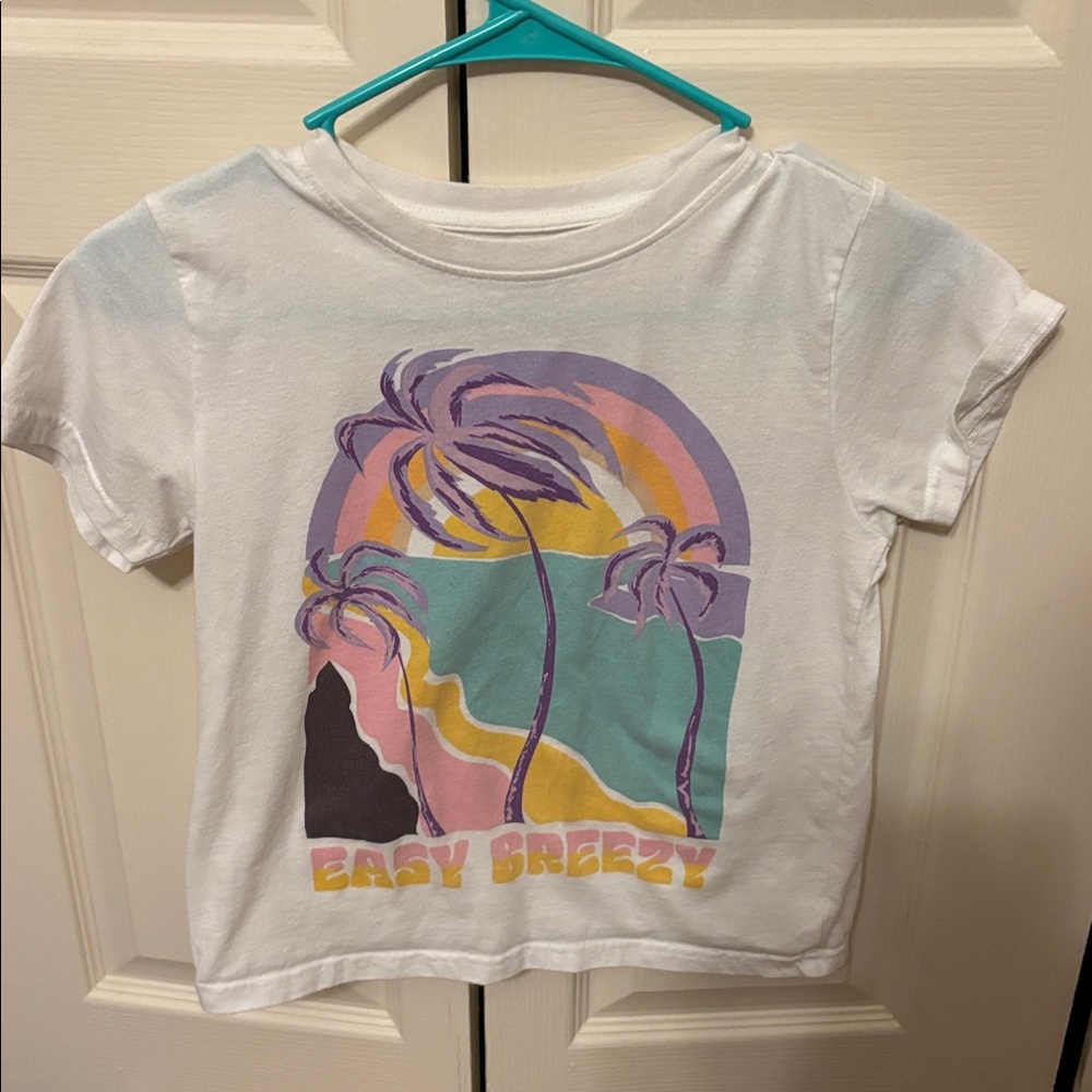 Chemistry White Tee with Colorful Palm Design